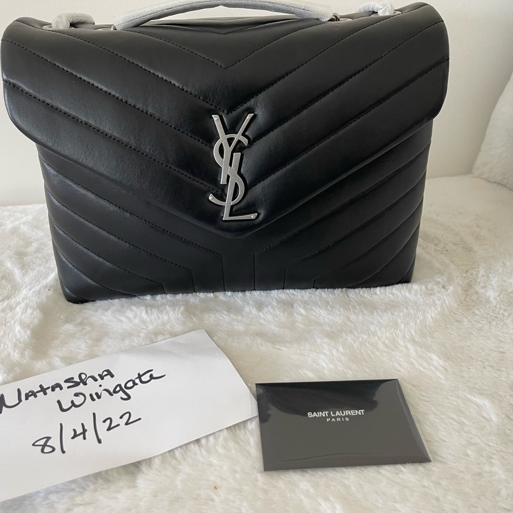 Saint Laurent medium LouLou black with silver hardware